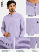 Lavender men’s Katoya Mandarin collar with front zipper