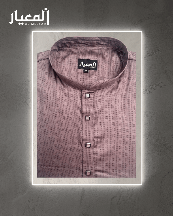 Al Meeyar Premium Dusty Rose Micro-Pattern Mens Panjabi