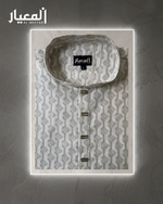 Al Meeyar Premium Off-White Geometric Printed Mens Panjabi