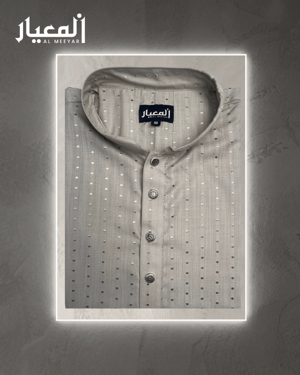 Al Meeyar Premium Beige Dotted Festive Mens Panjabi