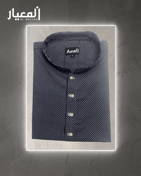 Al Meeyar Premium Navy Blue Printed Mens Panjabi