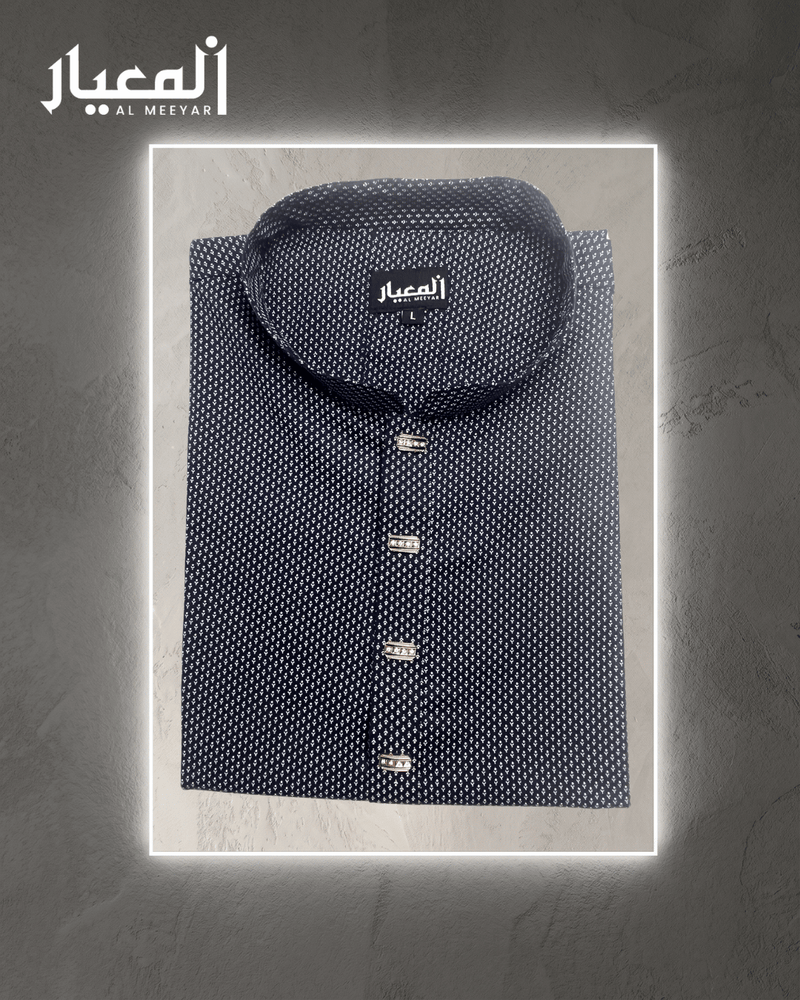 Al Meeyar Premium Navy Blue Printed Mens Panjabi
