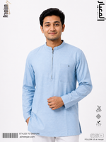 Al Meeyar men’s light blue textured Katoya with Mandarin collar
