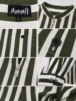 Al Meeyar men’s olive green striped Katoya with zipper collar